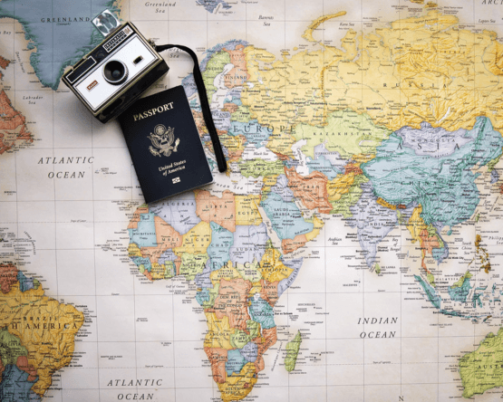 world map with US passport world map with US passport